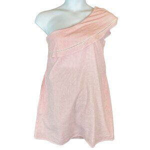 Charlie Paige Womens Dress Size M Pink White One Shoulder Ruffle Candy Striper